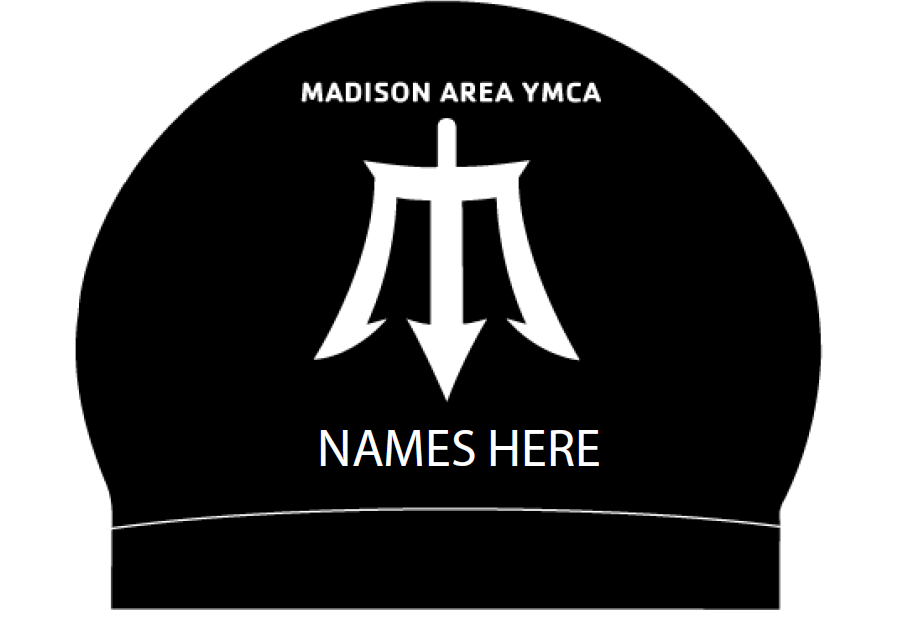 NEW ART*** Set of 2 Silicone Caps with Swimmer Name - Madison YMCA