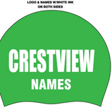 Set of two Silicone Team Caps with Swimmer Name- Crestview