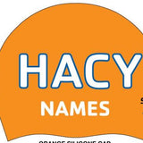 Set of Two Silicone Team Caps with Swimmer Names- HACY