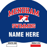 Set of Two Silicone Two Color Team Caps with Swimmer Names- Mendham High School