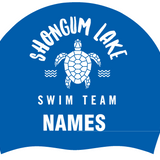 Set of two Team Swim Caps with swimmer name- Shongum