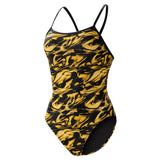Dolfin Zephyr V Back Girls Suit Blk/Gld- Bee Meadow