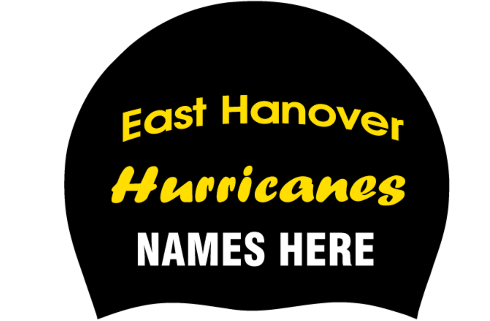 Set of 2 silicone Team caps with Swimmer Name- East Hanover