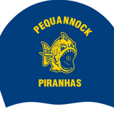 Set of 2 Blue Silicone Team caps with Swimmer Name- Pequannock