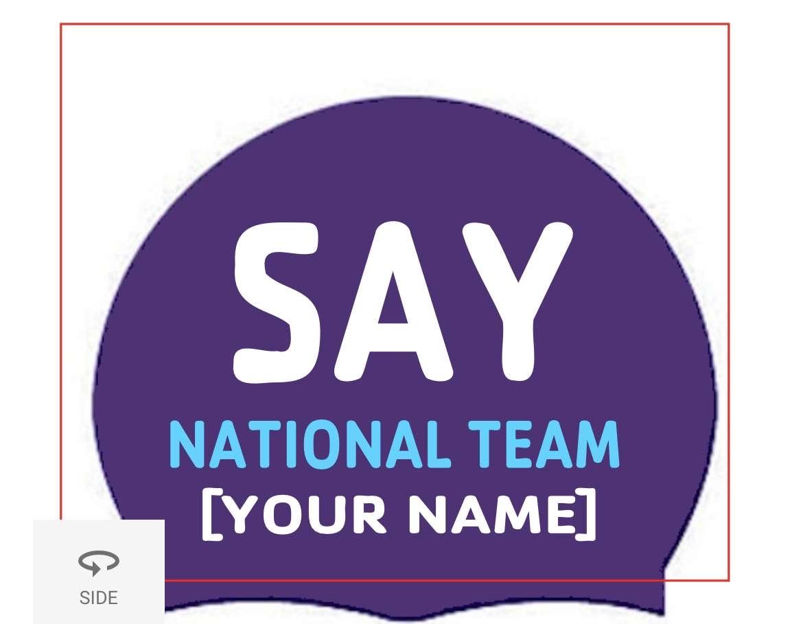 Set of two Purple Silicone Team Caps with Team Logo and swimmer Name- SAY National Team
