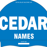 Set of 2 silicone Team Caps with Swimmer Names- Cedar Lake