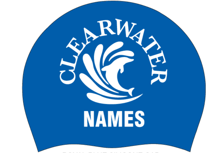 Set of Two Silicone Team Caps with Swimmer Name- Clearwater