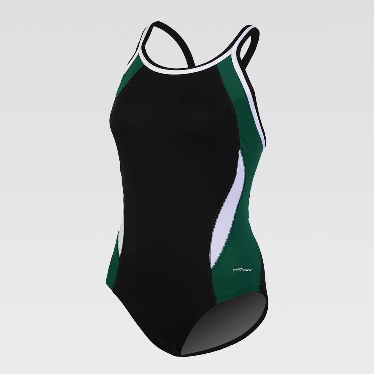 Dolfin Color Block Female Suit- Grn/blk-Indian Lake