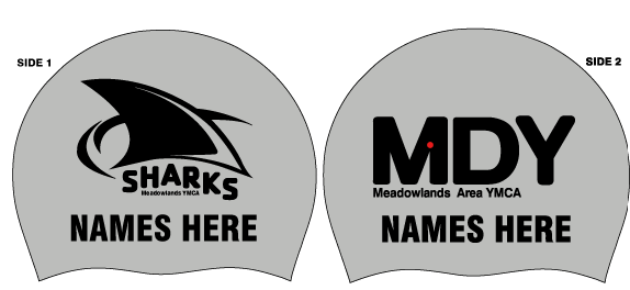 Set of 2 silicone Team Caps with swimmer Name- MDY