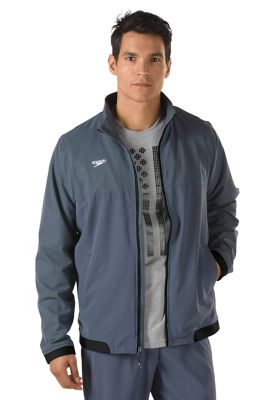 Speedo Men's Tech Warm Up Jacket- Black- WEY