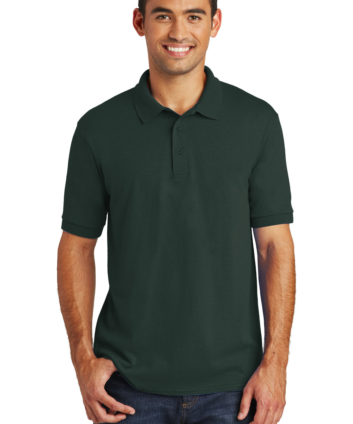 Port and Co Knit Polo Shirt with left chest logo- McCool Clan