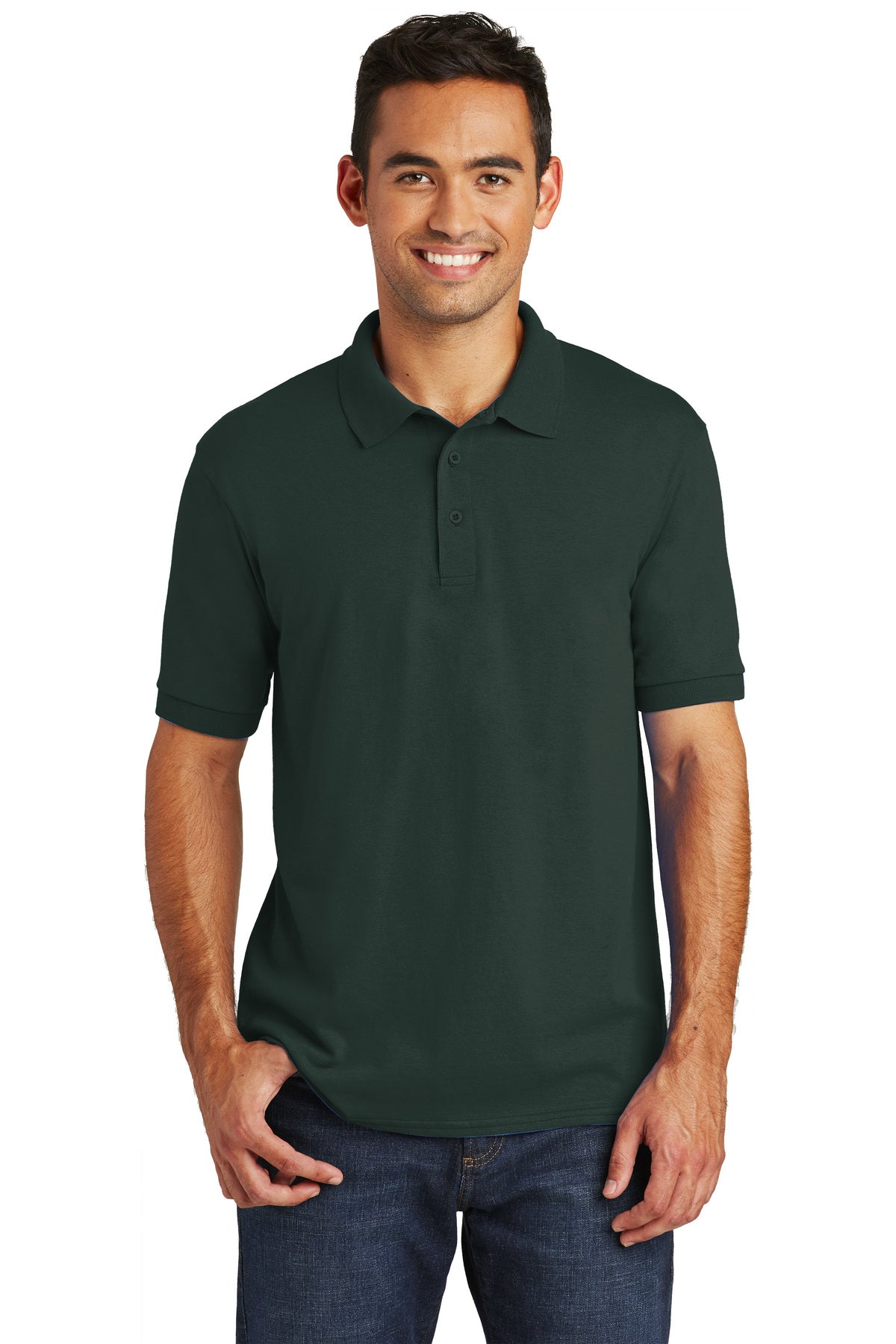 Port and Co Knit Polo Shirt with left chest logo- McCool Clan