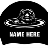 Set of  two Black Silicone Team Caps with Swimmer names and Team Logo- SeaOtt