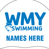 Set of Two Silicone Caps with Team logo and Swimmer name- WMY